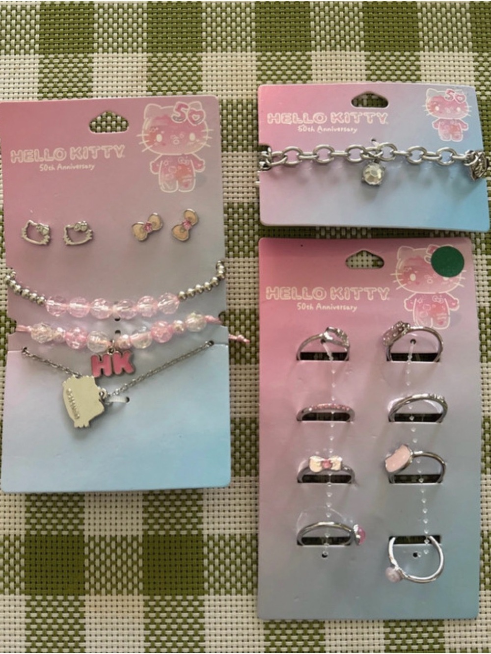 Hello Kitty Pink and Silver Kids Jewelry Set - Beads, Charms & Rings